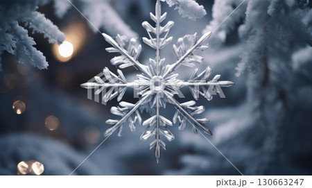 snowflake ornaments, natural snow ice, ai 130663247