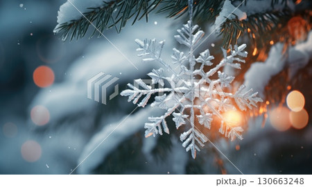 snowflake ornaments, natural snow ice, ai 130663248