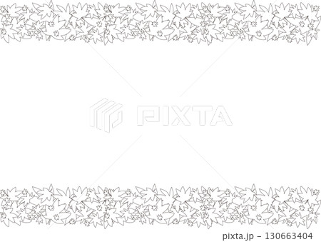 手描きのモミジのイラスト背景・黒の線画 手描きのモミジのイラスト背景・黒の線画 130663404