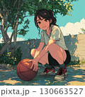 公園でバスケを少女 130663527