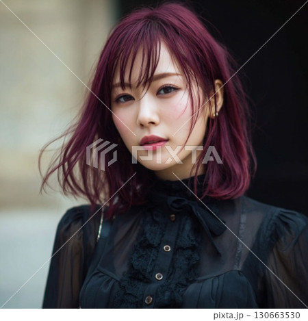 ラベンダーボブ女性 130663530
