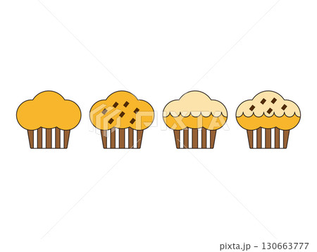 プレーン味のマフィンのアイコンのイラストのセット 130663777
