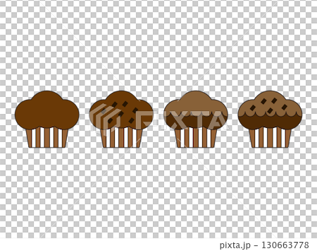 Set of chocolate muffin icon illustrations Set of chocolate muffin icon illustrations 130663778