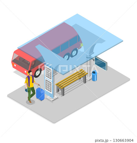 3D Isometric Flat Vector Illustration of Smart City Transport, Sustainable Transportation. Item 3 130663904