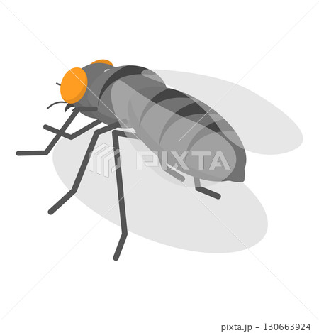 3D Isometric Flat Vector Set of Houseflies, The Pesky Insects Flying Inside. Item 3 130663924