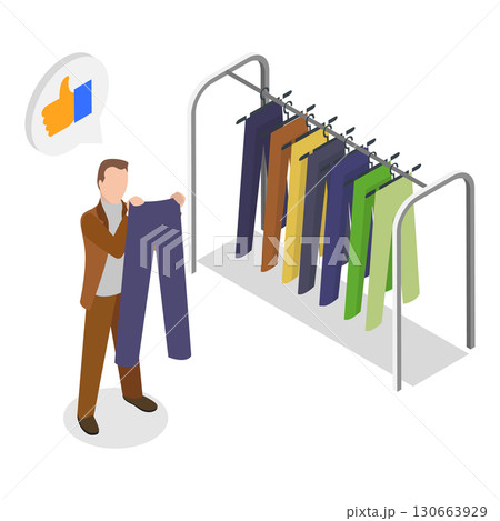 3D Isometric Flat Vector Illustration of Recycling And Donation, Donating Garments To Charity. Item 2 3D Isometric Flat Vector Illustration of Recycling And Donation, Donating Garments To Charity. Item 2 130663929