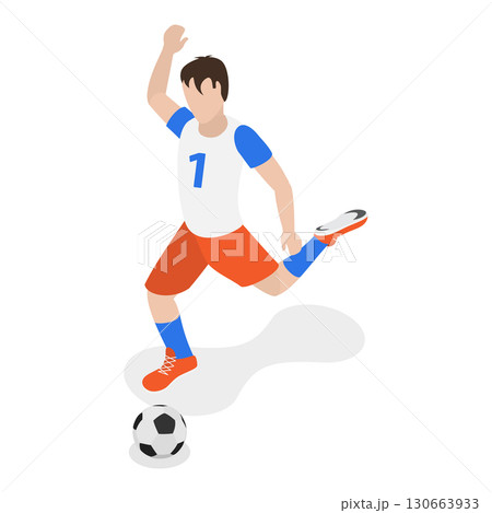 3D Isometric Flat Vector Set of Soccer Players, Diverse Football Characters. Item 5 130663933