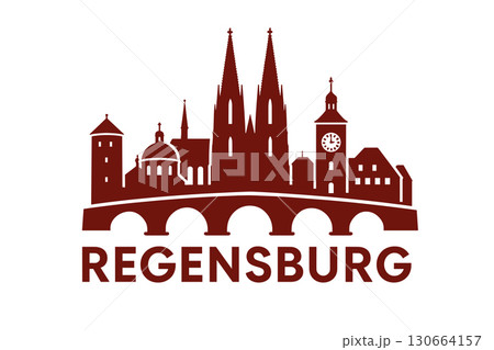 City skyline with iconic buildings and landmarks, Regensburg 130664157