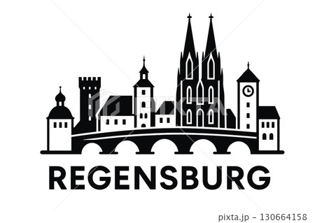 City skyline with iconic buildings and landmarks, Regensburg 130664158