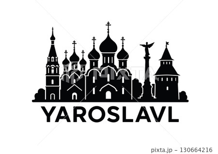 City skyline with iconic buildings and landmarks, Yaroslavl 130664216