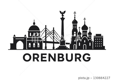 City skyline with iconic buildings and landmarks, Orenburg 130664227