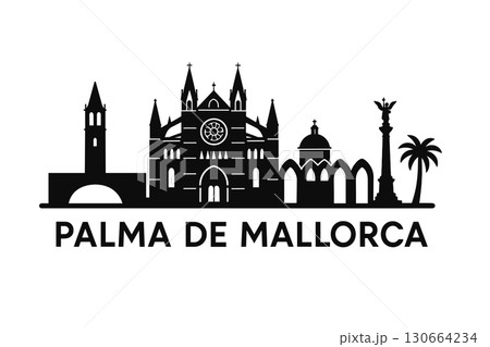 City skyline with iconic buildings and landmarks, Palma de Mallorca 130664234