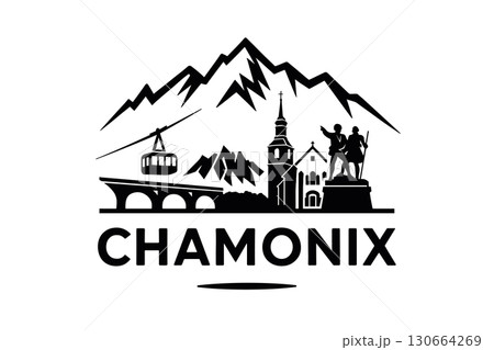 City skyline with iconic buildings and landmarks, Chamonix 130664269