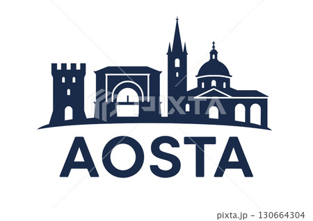City skyline with iconic buildings and landmarks, Aosta 130664304