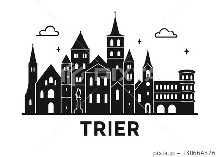 City skyline with iconic buildings and landmarks, Trier 130664326