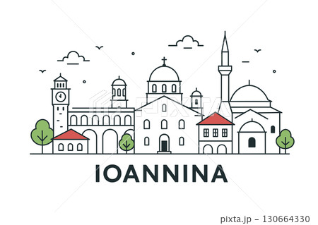 City skyline with iconic buildings and landmarks, Ioannina City skyline with iconic buildings and landmarks, Ioannina 130664330