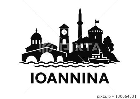 City skyline with iconic buildings and landmarks, Ioannina 130664331