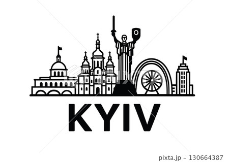 Kyiv city skyline with iconic buildings and landmarks Kyiv city skyline with iconic buildings and landmarks 130664387