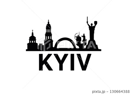 Kyiv city skyline with iconic buildings and landmarks 130664388