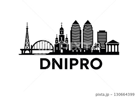 Dnipro city skyline with iconic buildings and landmarks Dnipro city skyline with iconic buildings and landmarks 130664399
