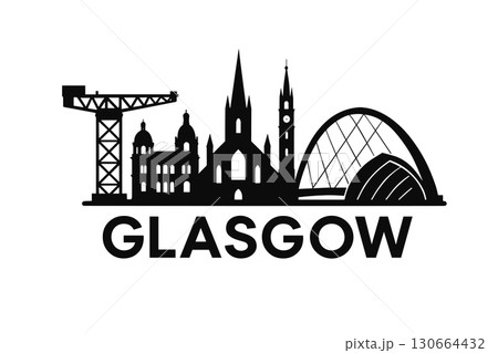 Glasgow city skyline with iconic buildings and landmarks 130664432