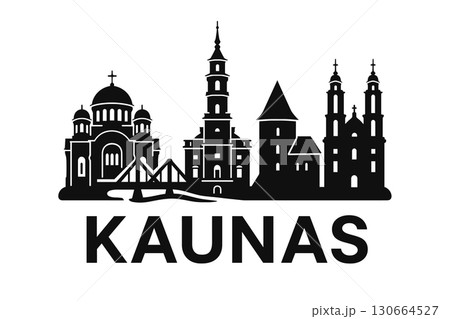 Kaunas city skyline with iconic buildings and landmarks 130664527