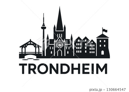 Trondheim city skyline with iconic buildings and landmarks 130664547