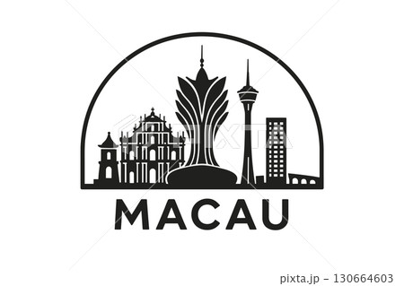 Macau city skyline with iconic buildings and landmarks 130664603