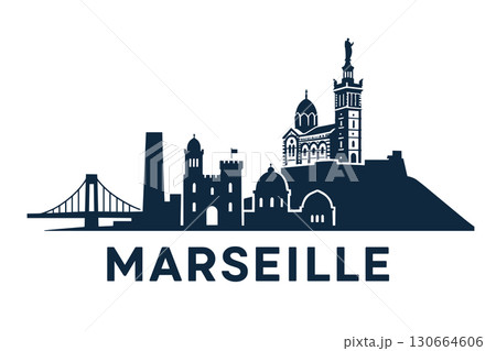 Marseille city skyline with iconic buildings and landmarks 130664606