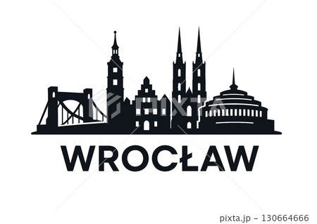 Wroclaw city skyline with iconic buildings and landmarks 130664666