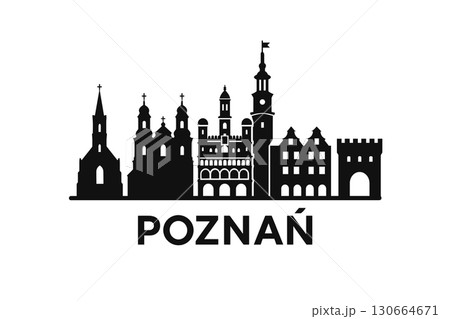 Poznan city skyline with iconic buildings and landmarks 130664671