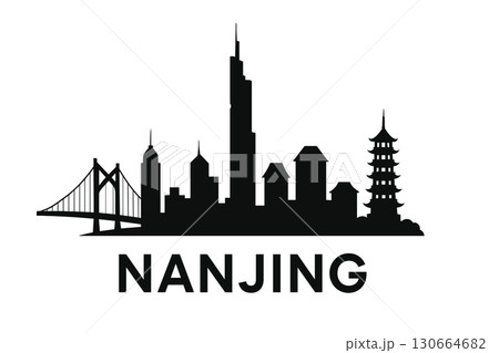 Nanjing city skyline with iconic buildings and landmarks 130664682