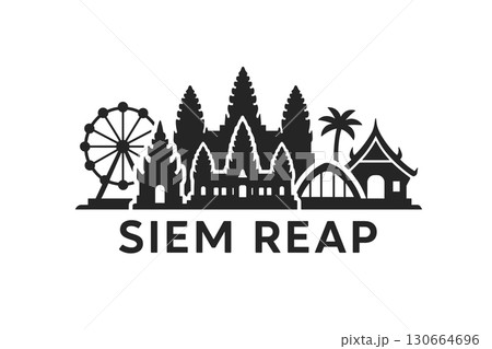 Siem Reap city skyline with iconic buildings and landmarks 130664696