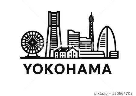 Yokohama city skyline with iconic buildings and landmarks 130664708