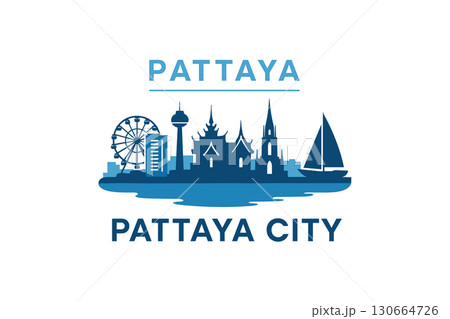 Pattaya city skyline with iconic buildings and landmarks 130664726