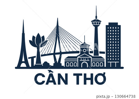 Can Tho city skyline with iconic buildings and landmarks 130664738