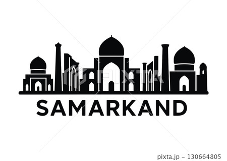 Samarkand city skyline with iconic buildings and landmarks 130664805