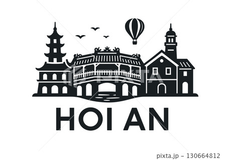 Hoi An city skyline with iconic buildings and landmarks 130664812
