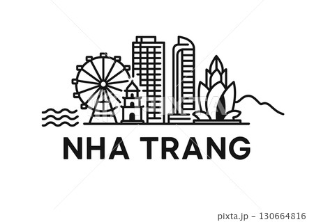 Nha Trang city skyline with iconic buildings and landmarks 130664816