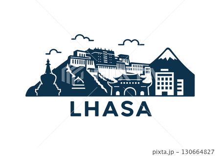 Lhasa city skyline with iconic buildings and landmarks 130664827
