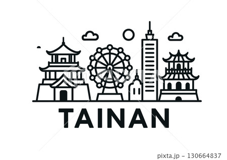Tainan city skyline with iconic buildings and landmarks 130664837