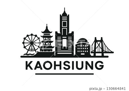 Kaohsiung city skyline with iconic buildings and landmarks 130664841