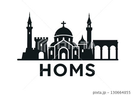 Homs city skyline with iconic buildings and landmarks 130664855