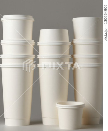 white disposable cups for coffee or tea white disposable cups for coffee or tea 130664906