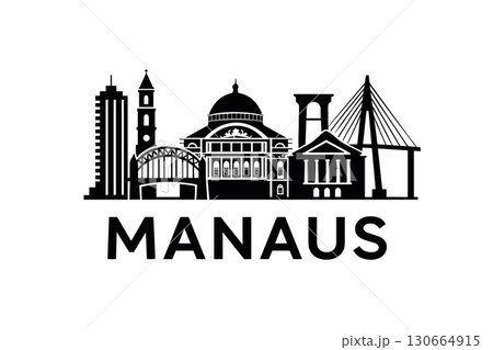 Manaus city skyline with iconic buildings and landmarks 130664915