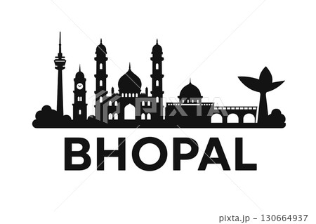 Bhopal city skyline with iconic buildings and landmarks 130664937