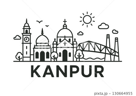 Kanpur city skyline with iconic buildings and landmarks 130664955