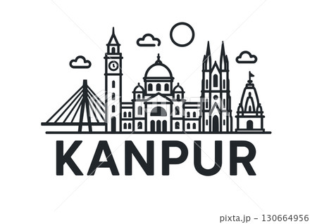 Kanpur city skyline with iconic buildings and landmarks 130664956