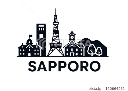 Sapporo city skyline with iconic buildings and landmarks 130664981
