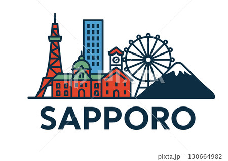 Sapporo city skyline with iconic buildings and landmarks 130664982